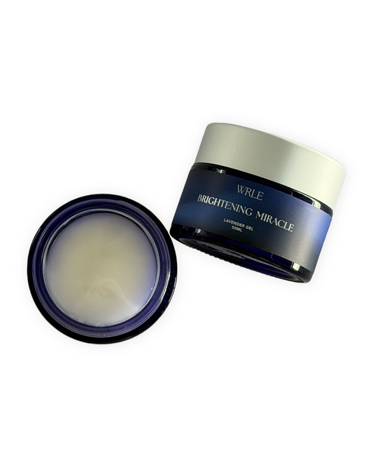 Two cosmetic jars labeled 'Brightening Miracle' on a white background